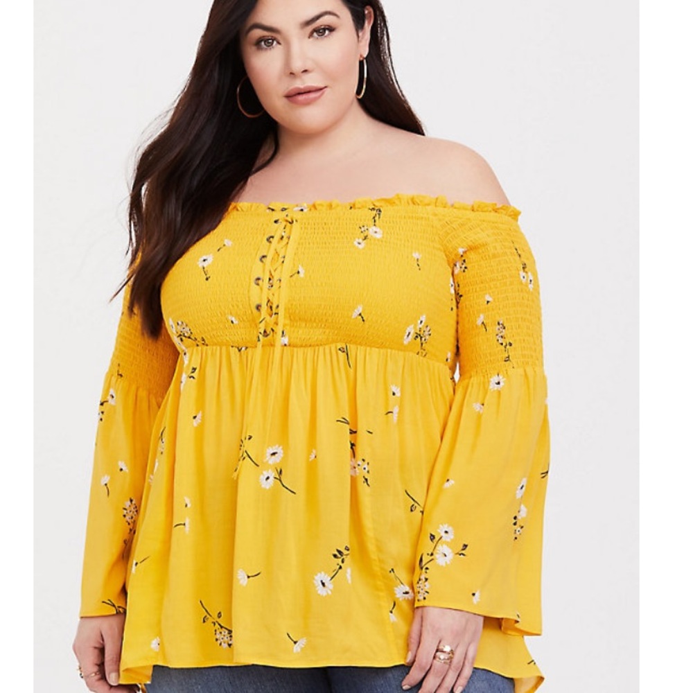Torrid mustard floral top